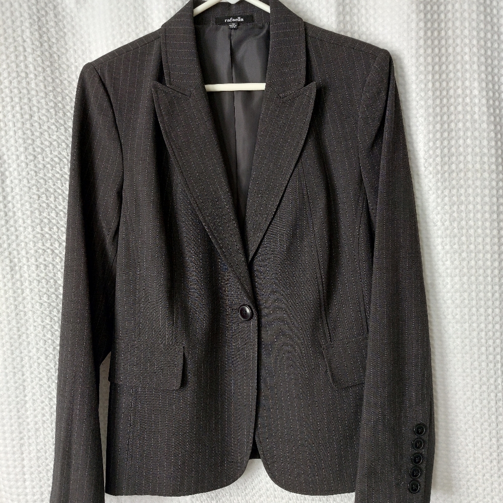 $94 Rafaella Size 10 Charcoal 2 Way Stretch Blazer - Picture 2 of 9